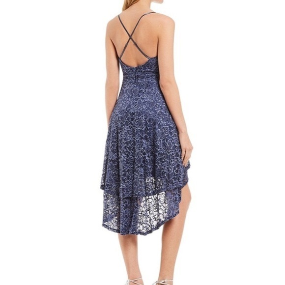 Jodi Kristopher New With Tags Juniors Size 1 Blue Sequin High Low Party Dress - Picture 2 of 9